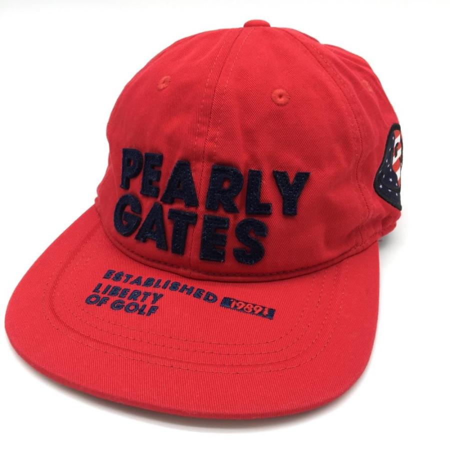 PEARLY GATES パーリーゲイツ フラットキャップ レッド×ネイビー