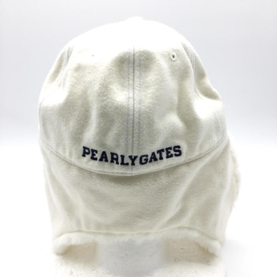 PEARLY GATES パーリーゲイツ ボア耳あて付きキャップ 白×ネイビー