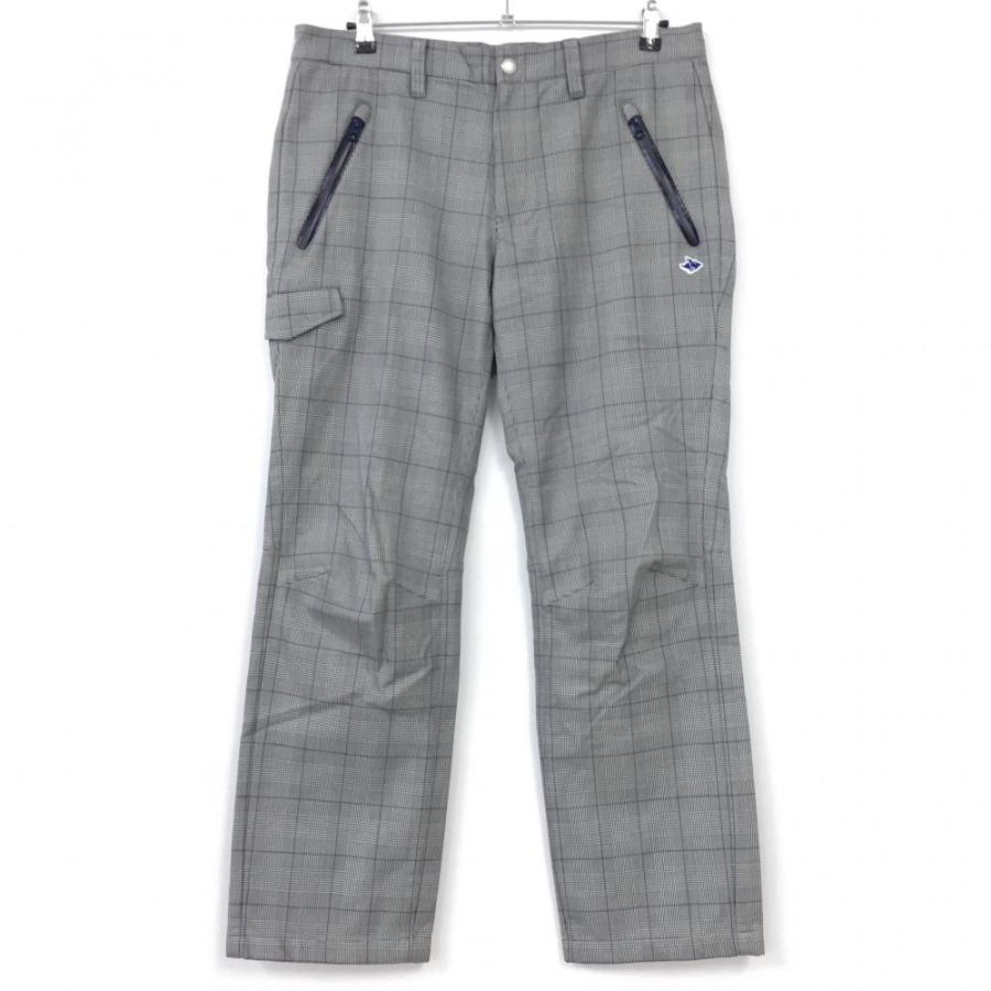 パーリーゲイツ パンツ ダークネイビー×白 千鳥格子柄 裏起毛 メンズ 6  
