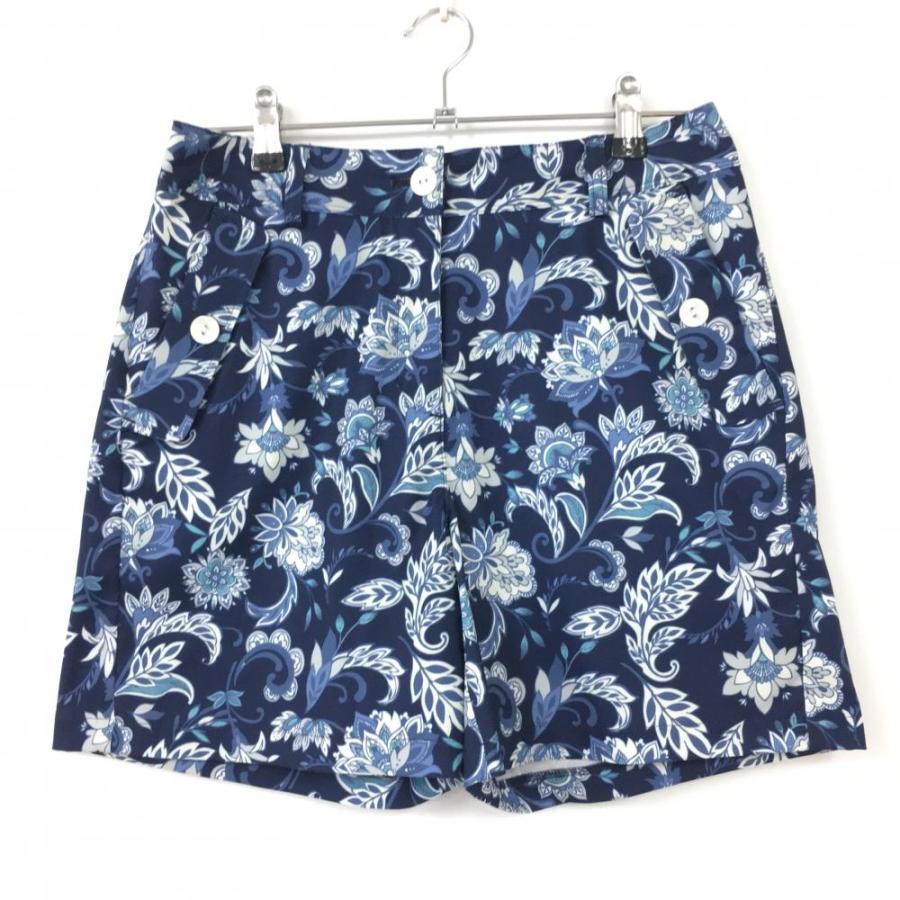 キャロウェイ キュロットスカート ネイビー×アイボリー 花柄 ハイ  