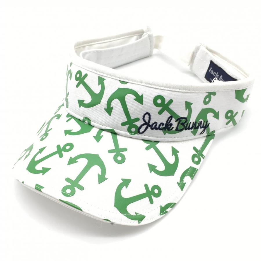 新品】Jack Bunny ジャックバニー サンバイザー グリーン×白 イカリ柄