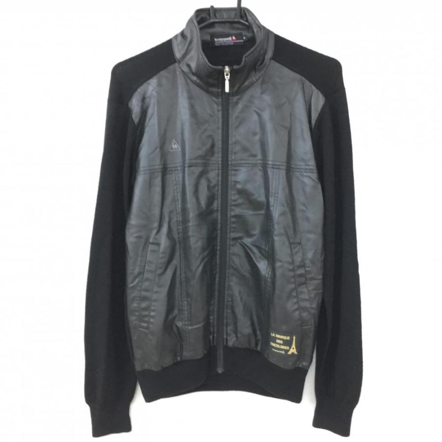 le coq sportif ルコック 異素材ニットジャケット 黒 前合成皮革 