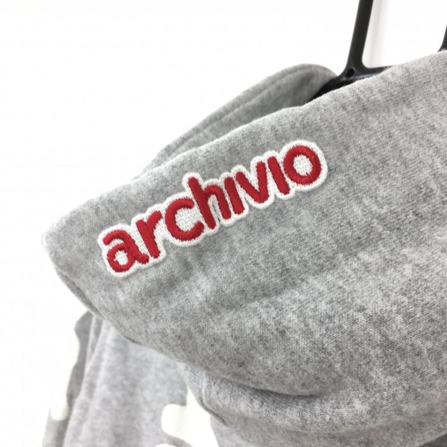 archivio（アルチビオ） フード付きトレーナー グレー×白 ロゴプリント