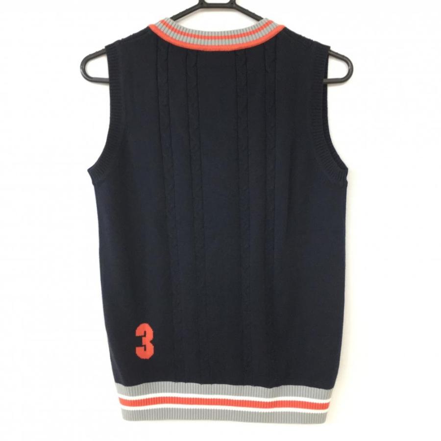  ネイビー ケーブル編みベスト　ゴルフウェア キャロウェイ CA ケーブル編みVネックニットベスト レディース