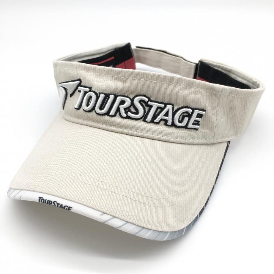 TOURSTAGE ツアーステージ サンバイザー ベージュ×黒 つば淵斜め