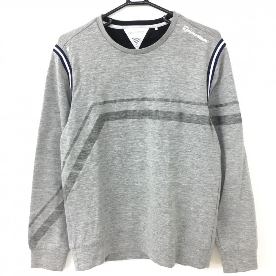 TaylorMade テーラーメイド トレーナー グレー×ネイビー ライン メンズ