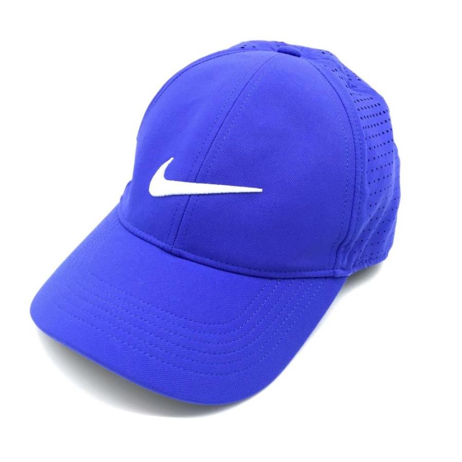 超美品)NIKE ナイキ キャップ ブルー×白 パンチング 立体ロゴ