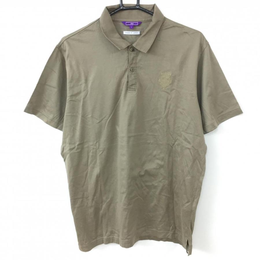 BEAMS GOLF ブラウン ポロシャツ Lサイズ BEAMS（ビームス） ビームスゴルフ 半袖ポロシャツ ライトブラウン 襟
