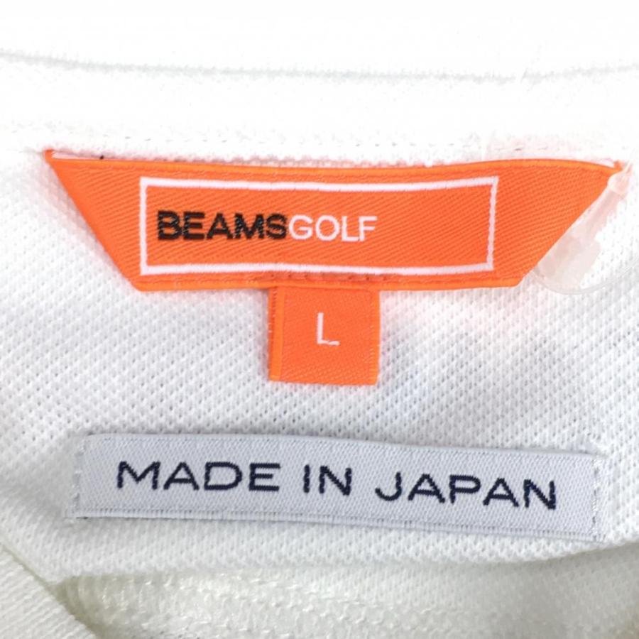 BEAMS（ビームス） ビームスゴルフ 半袖ポロシャツ 白×レッド ロゴ