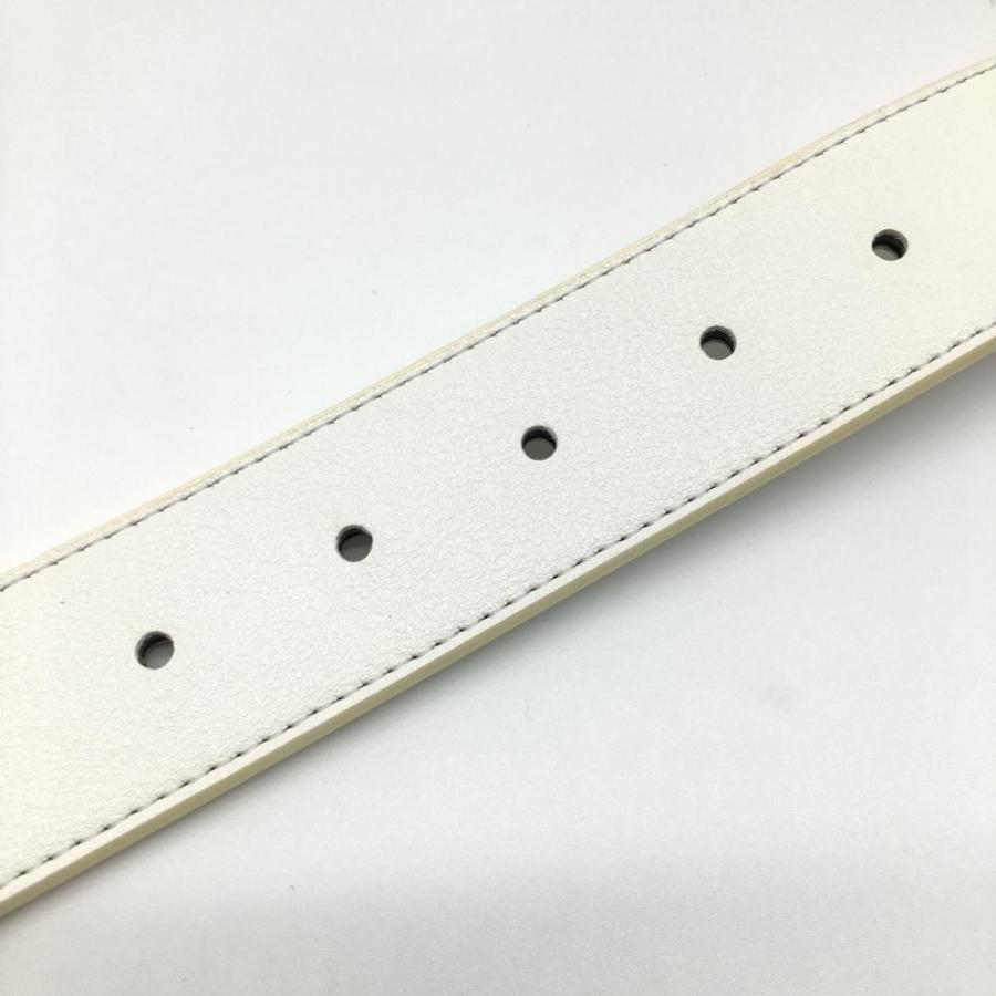 美品】PEARLY GATES パーリーゲイツ ベルト 白 シルバーバックル ロゴ