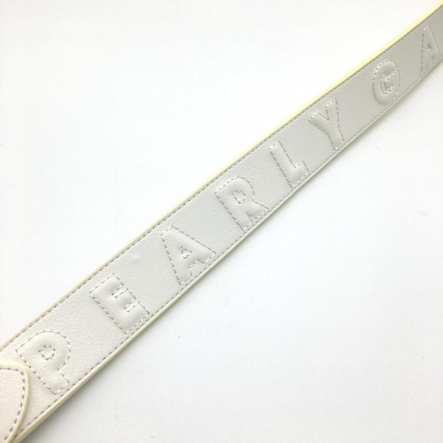 美品】PEARLY GATES パーリーゲイツ ベルト 白 シルバーバックル ロゴ