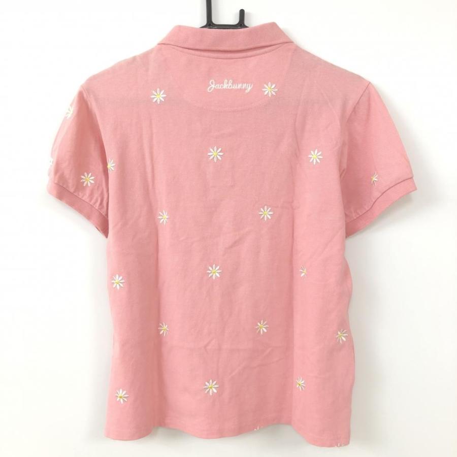 Jack Bunny!!（ジャックバニー） 半袖ポロシャツ ピンク×白 花刺しゅう