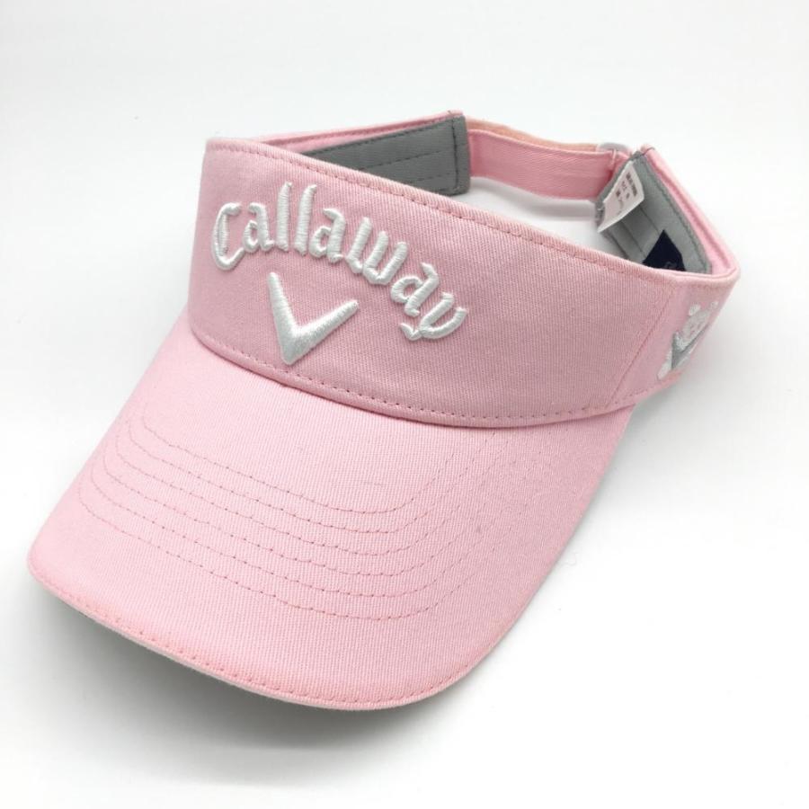 Callaway（キャロウェイ） サンバイザー ピンク×白 ベア刺しゅう