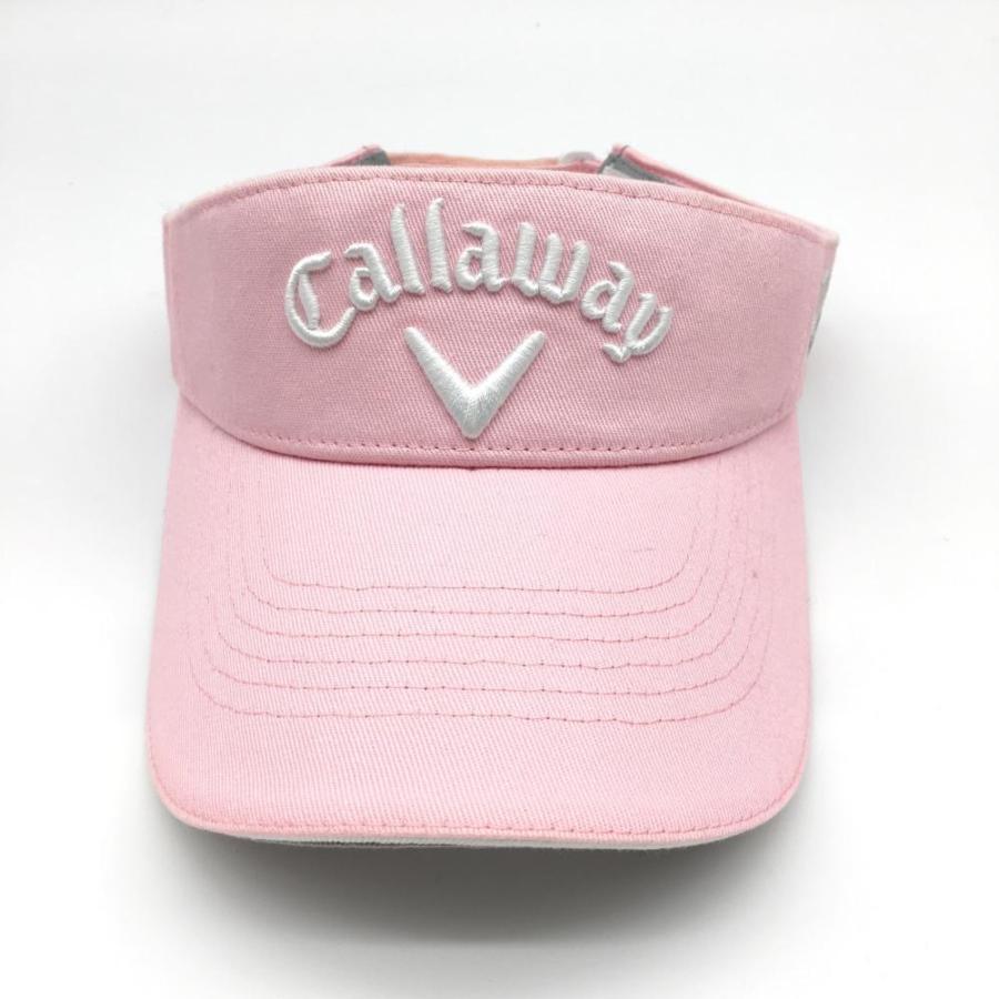 Callaway（キャロウェイ） サンバイザー ピンク×白 ベア刺しゅう