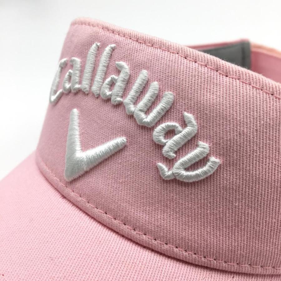 Callaway（キャロウェイ） サンバイザー ピンク×白 ベア刺しゅう
