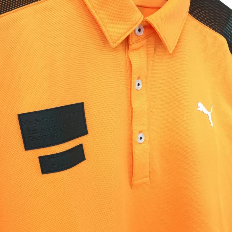 PUMA プーマ 半袖ポロシャツ オレンジ×黒 肩メッシュ ロゴ PUMA プーマ 半袖ポロシャツ オレンジ×黒 肩メッシュ ロゴ