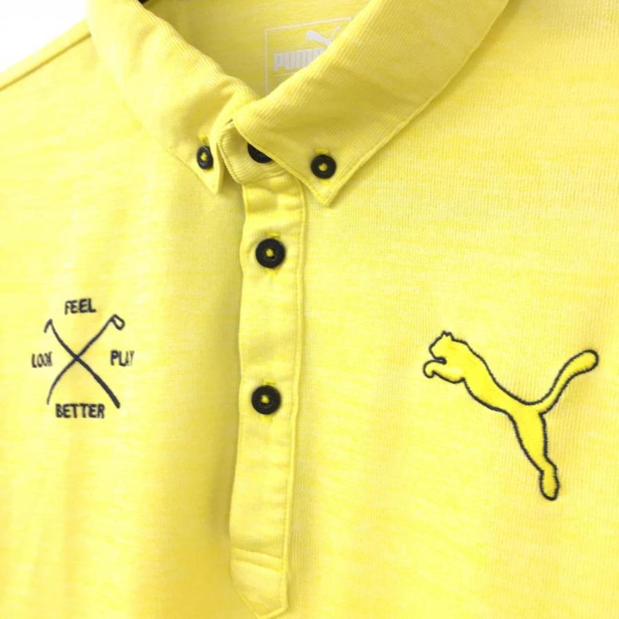 PUMA（プーマ） 半袖ポロシャツ イエロー×ネイビー 袖リブボーダー