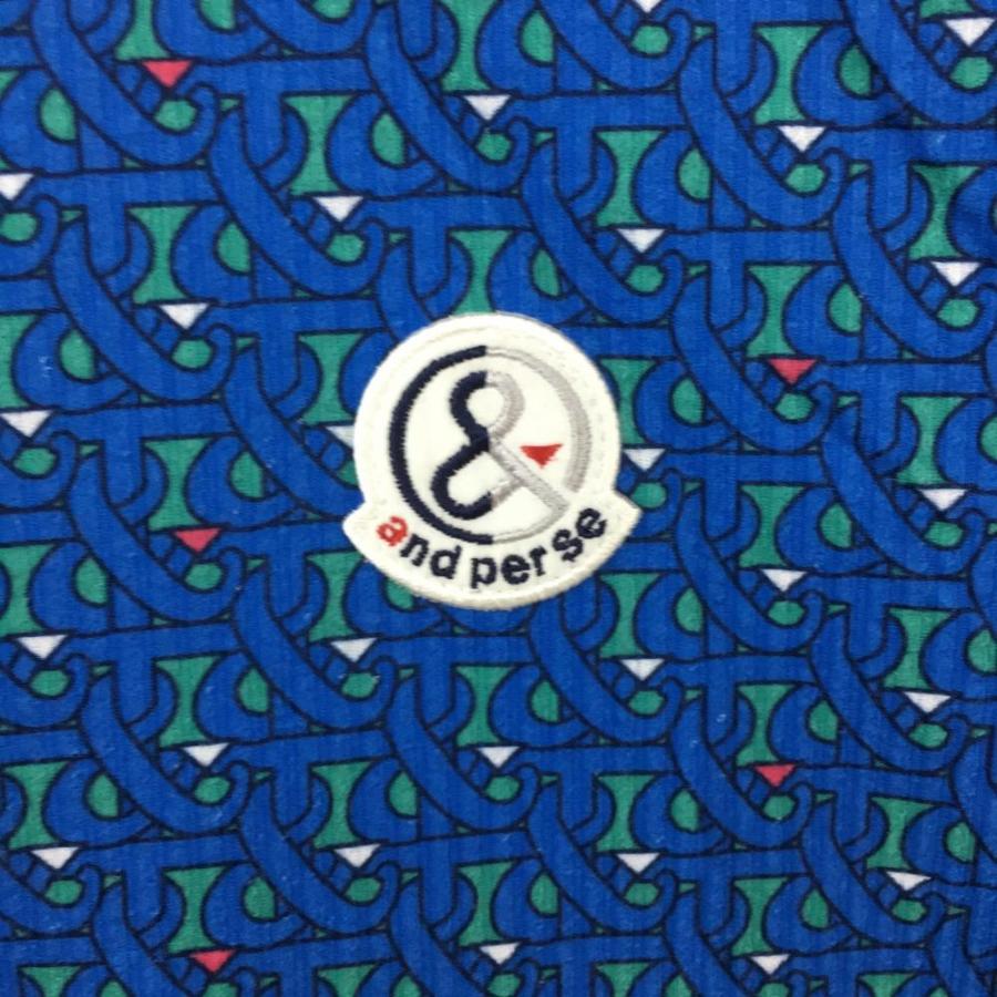 and per se（アンパスィ） 半袖ポロシャツ ブルー×グリーン 総柄