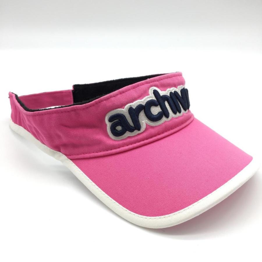 archivio（アルチビオ） サンバイザー ピンク×ネイビー 立体ロゴ 内側