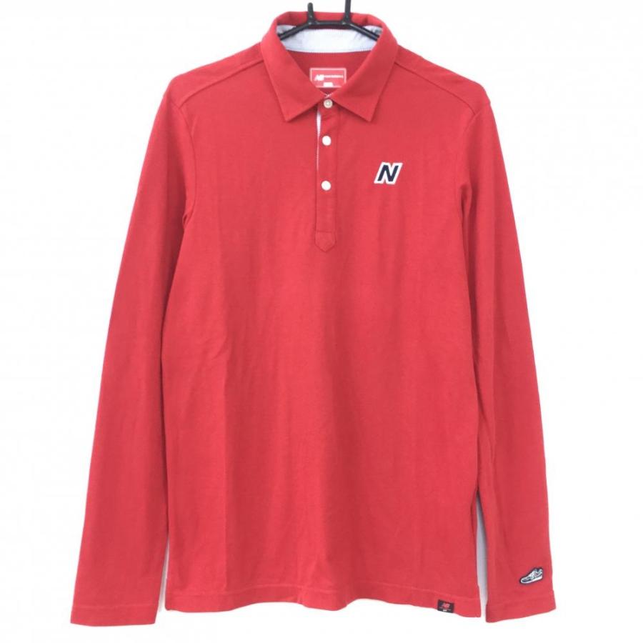ニューバランス　長袖ポロシャツ New Balance ニューバランス 長袖ポロシャツ レッド×ネイビー