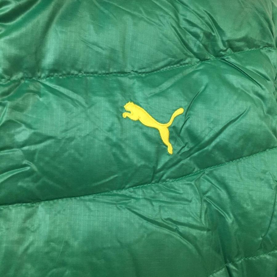 PUMA プーマ ダウンジャケット グリーン×イエロー ダウン95％ フェザー