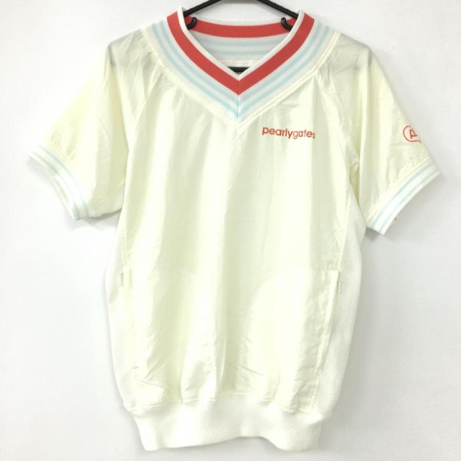 パーリーゲイツ　半袖プルオーバー PEARLY GATES パーリーゲイツ 半袖プルオーバー アイボリー×レッド V