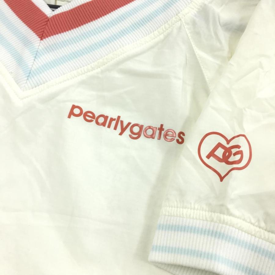 PEARLY GATES パーリーゲイツ 半袖プルオーバー アイボリー×レッド V