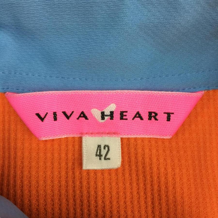 VIVA HEART（ビバハート） 半袖ポロシャツ 白×オレンジ ドット柄