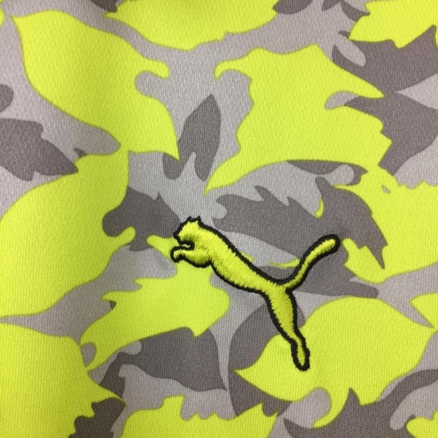 PUMA（プーマ） 長袖ポロシャツ グレー×イエロー 総柄 メンズ XL