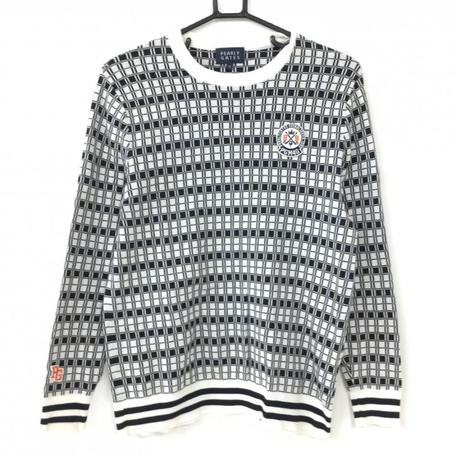 PEARLY GATES パーリーゲイツ セーター 白×ネイビー 総柄 コットン100  