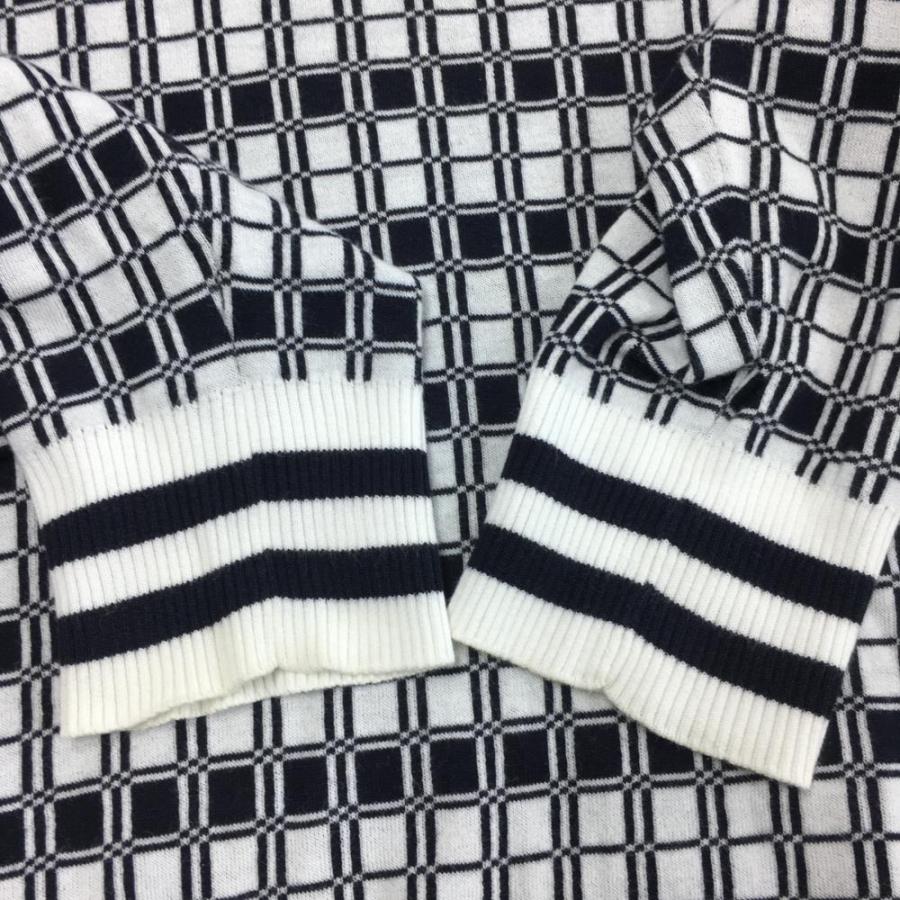 PEARLY GATES パーリーゲイツ セーター 白×ネイビー 総柄 コットン100  