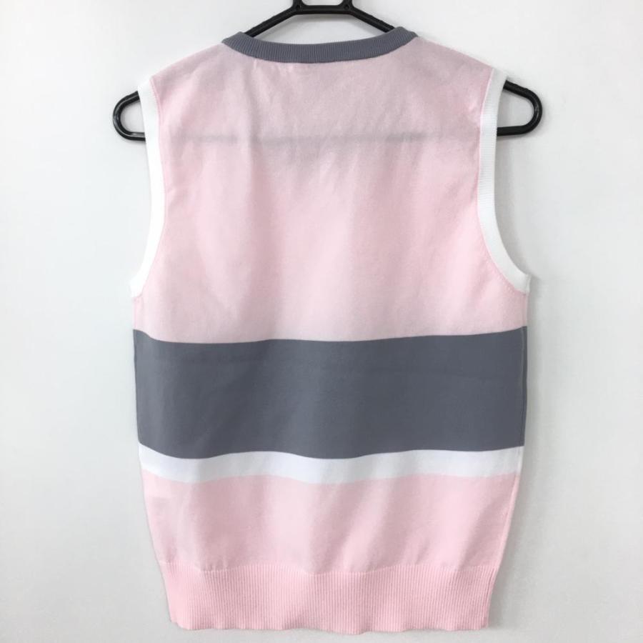 PUMA（プーマ） サマーニットベスト ピンク×グレーロゴ刺しゅう