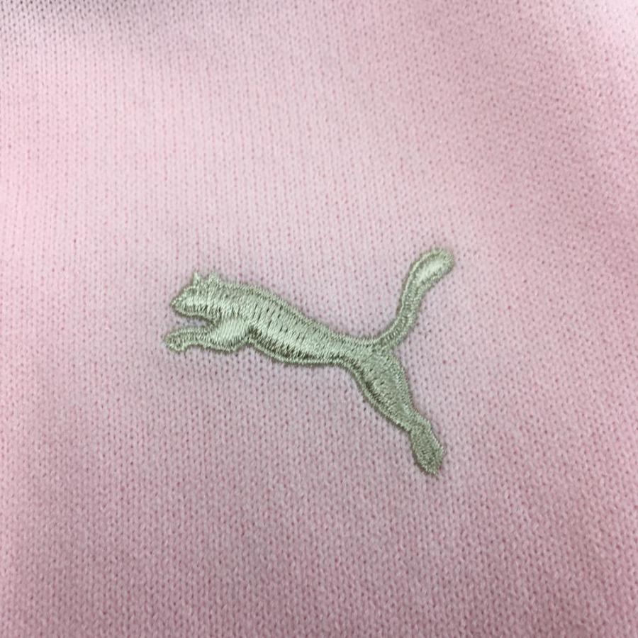 PUMA（プーマ） サマーニットベスト ピンク×グレーロゴ刺しゅう