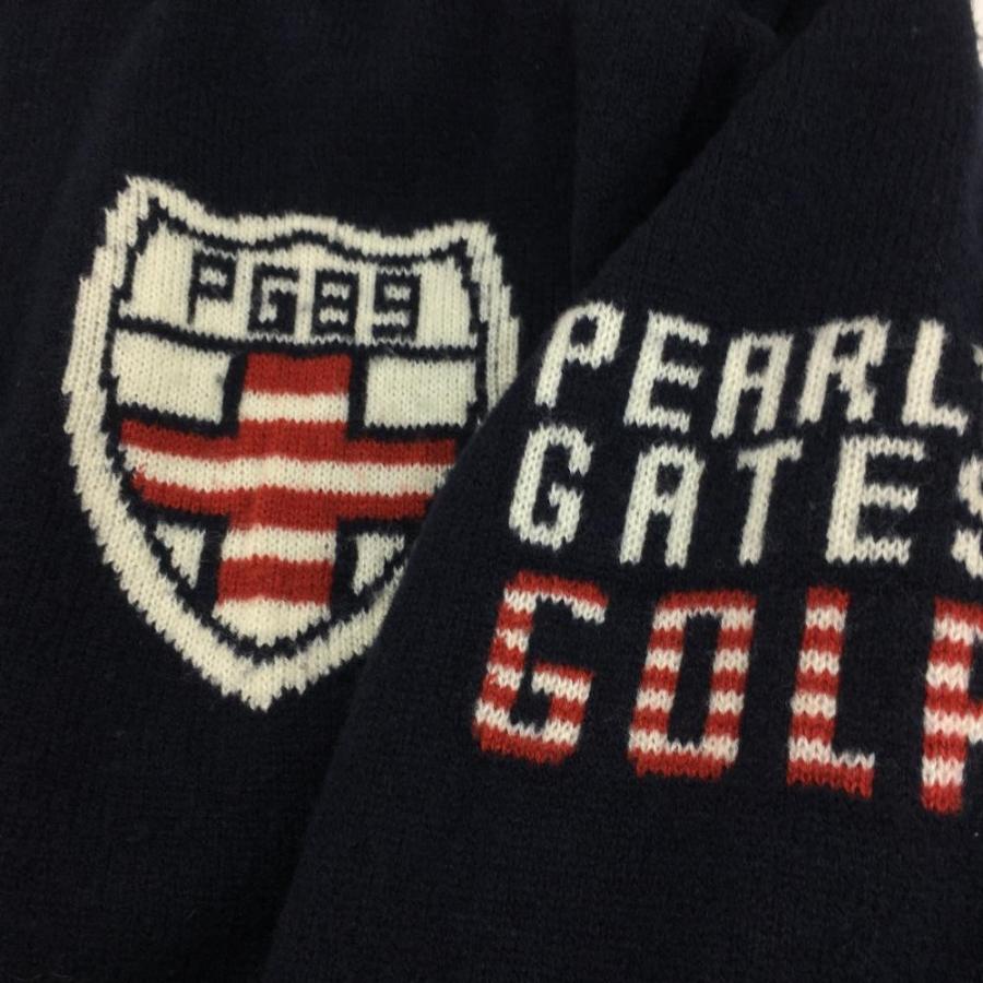 PEARLY GATES パーリーゲイツ ニットジップジャケット サイズ5 PEARLY GATES（パーリーゲイツ） ニットジャケット ネイビー×白 裾袖口