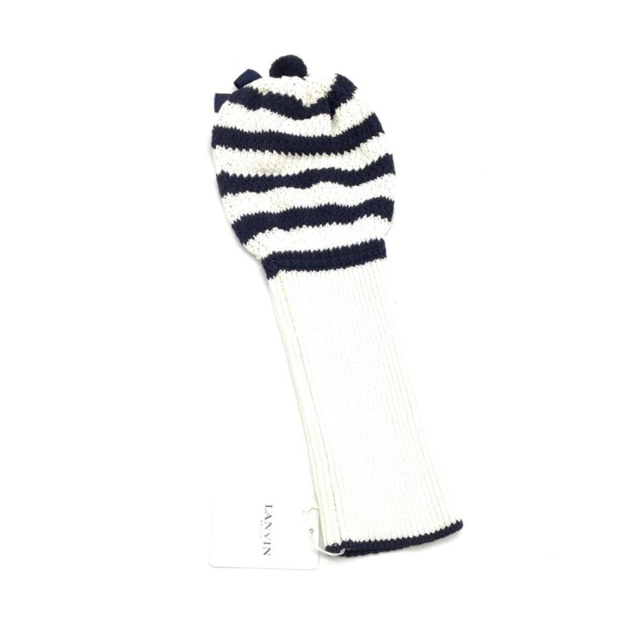 LANVIN ランバンスポール ニットヘッドカバー 白×ネイビー LANVIN ランバンスポール ニットヘッドカバー 白×ネイビー