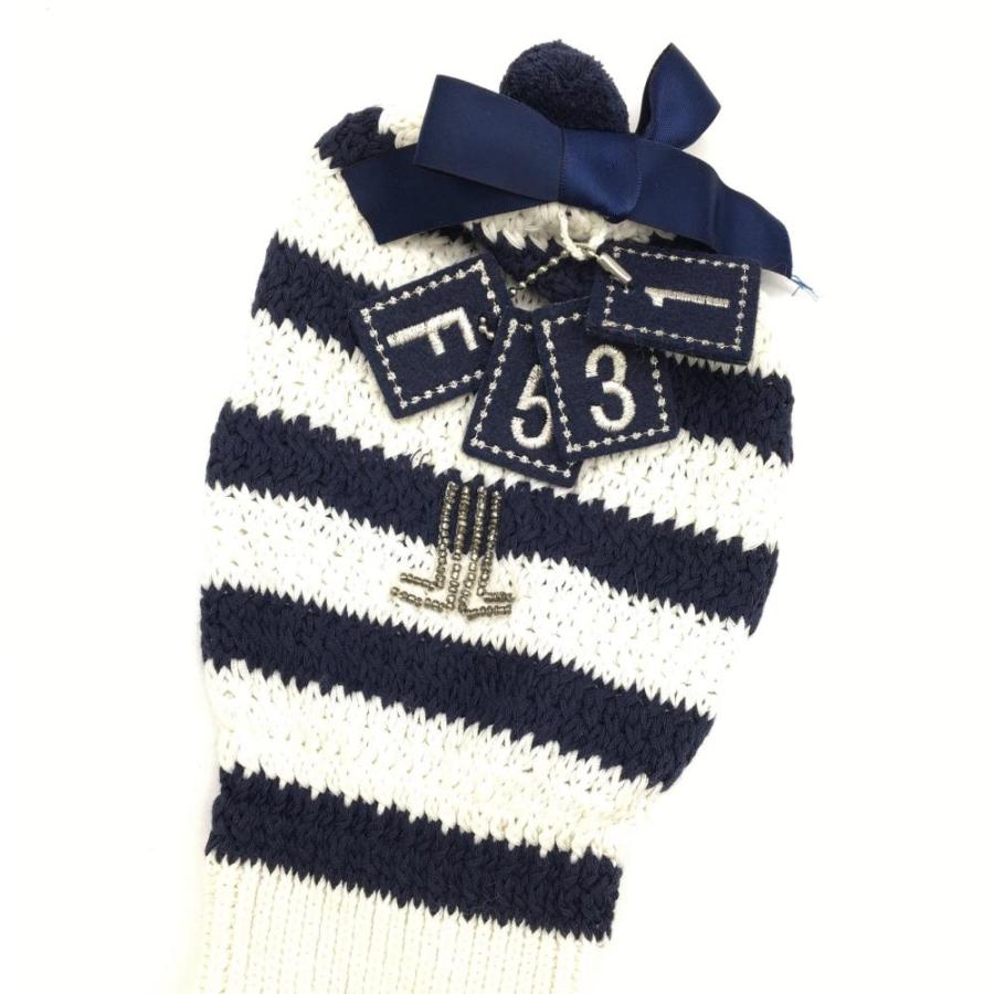 LANVIN ランバンスポール ニットヘッドカバー 白×ネイビー LANVIN ランバンスポール ニットヘッドカバー 白×ネイビー