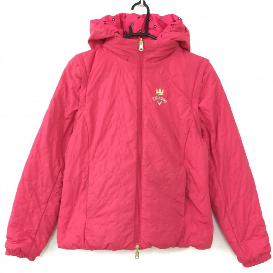 タグ付未使用品✨キャロウェイ ダウンジャケット リバーシブル 花柄 6WAY Callaway（キャロウェイ） リバーシブルダウンジャケット ピンク×黒 花