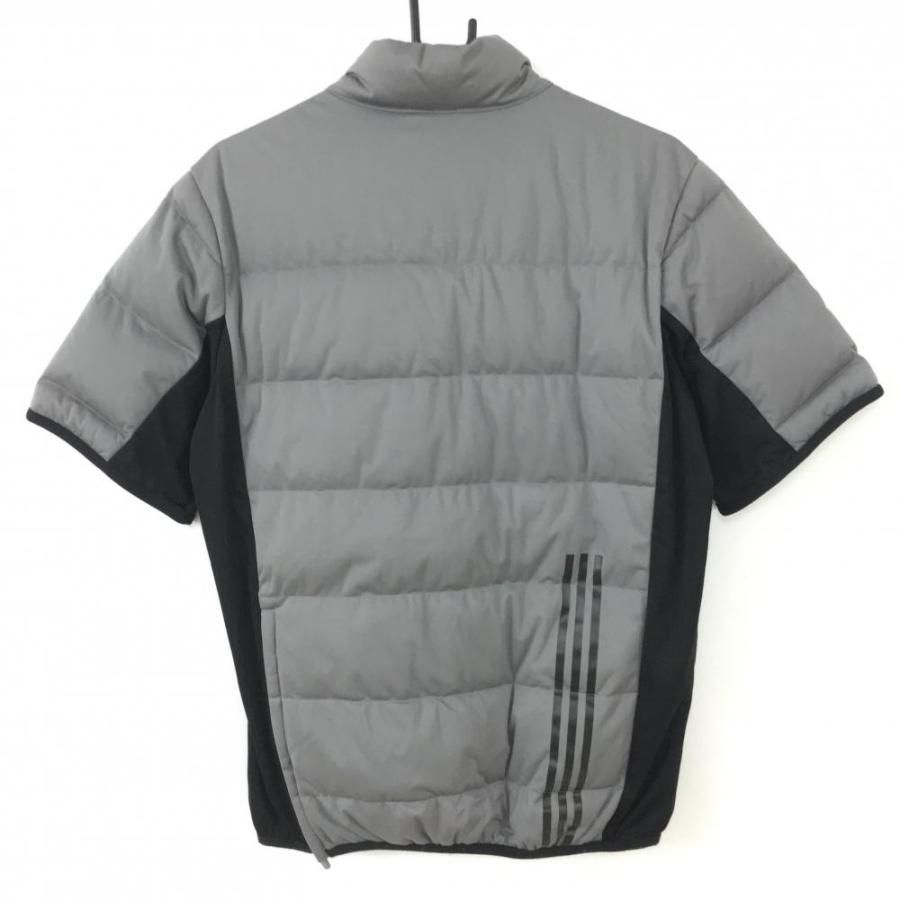 訳あり＊adidas アディダス 半袖ダウンジャケット グレー×黒 異素材