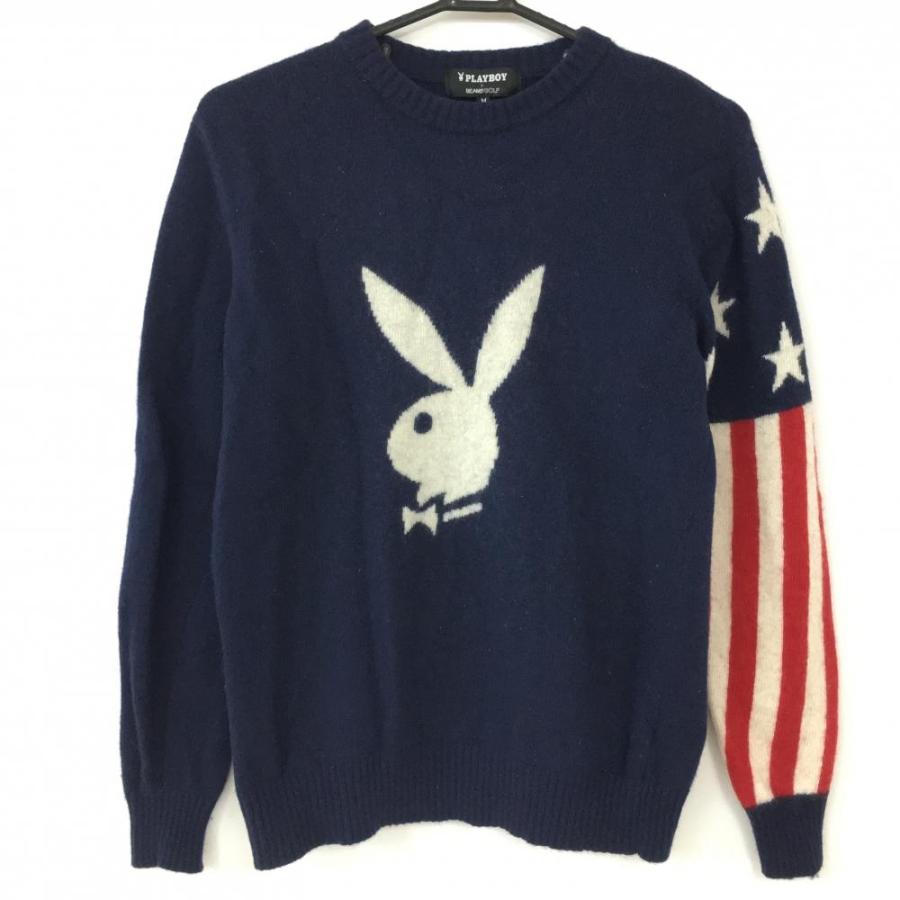 BEAMS プレイボーイ×ビームスゴルフ セーター ネイビー×レッド BEAMS プレイボーイ×ビームスゴルフ セーター ネイビー×レッド