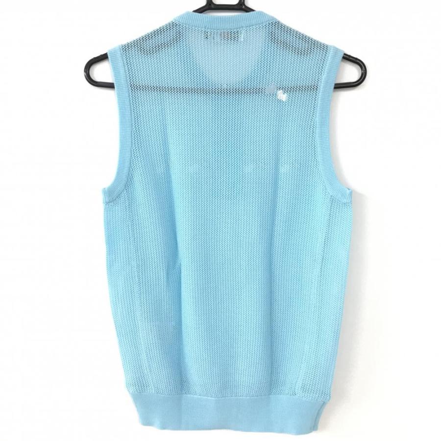 Black＆White ブラックアンドホワイト ニットベスト ライトブルー×白