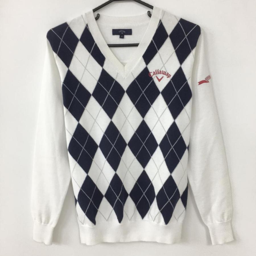 Callaway キャロウェイ セーター 白×ネイビー 前アーガイル柄