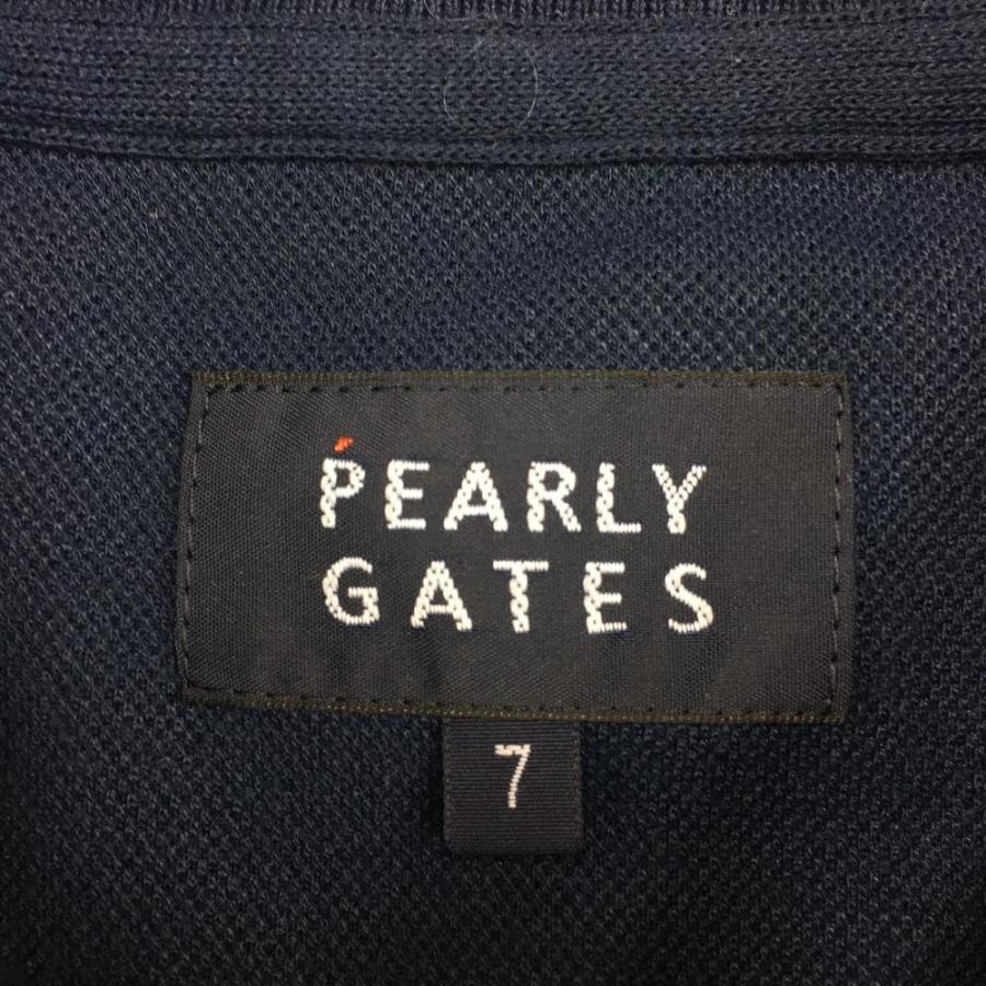 美品】PEARLY GATES パーリーゲイツ 半袖ポロシャツ ネイビー×白 ニコ