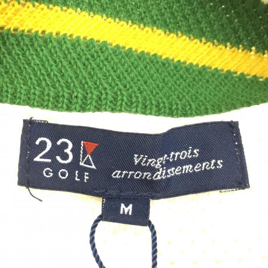 23区グリーン Vネック ゴルフウェア 23区GOLF 23区ゴルフ セーター 白×グリーン Vネック 綿混 メンズ M