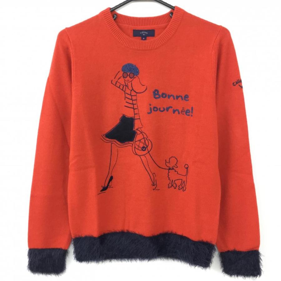 新品】Callaway キャロウェイ セーター オレンジ×ネイビー ウール混