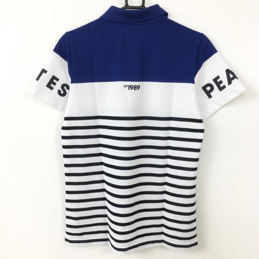 PEARLY GATES（パーリーゲイツ） 半袖ポロシャツ 白×ブルー 下方