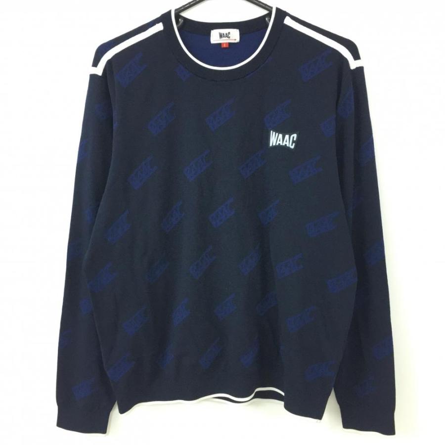 超美品】WAAC ワック セーター ダークネイビー×ネイビー 総柄 ニット 