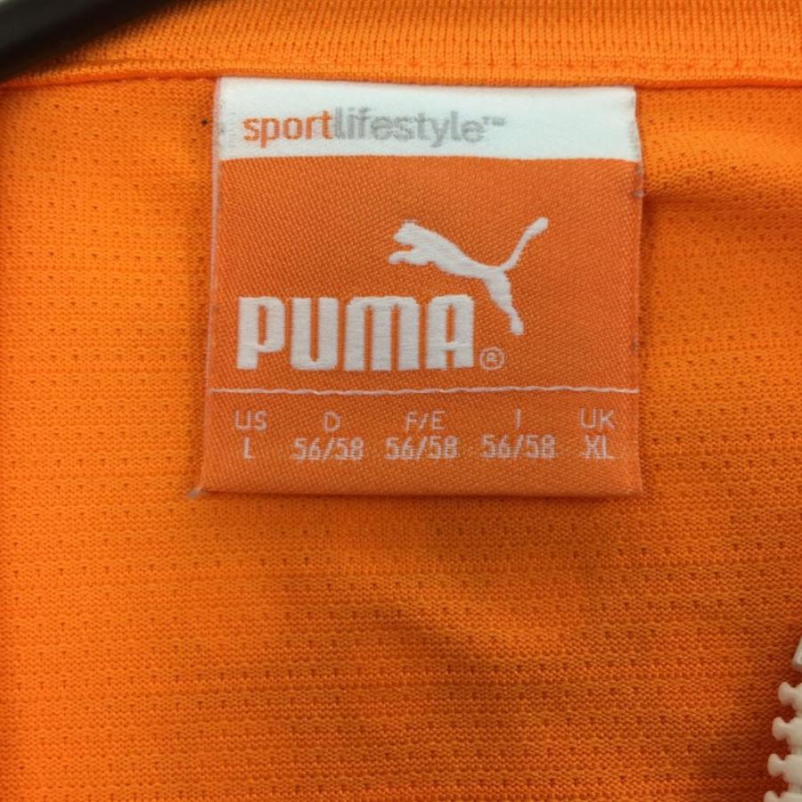 PUMA（プーマ） 長袖ハイネックシャツ オレンジ×白 織生地 ハーフ
