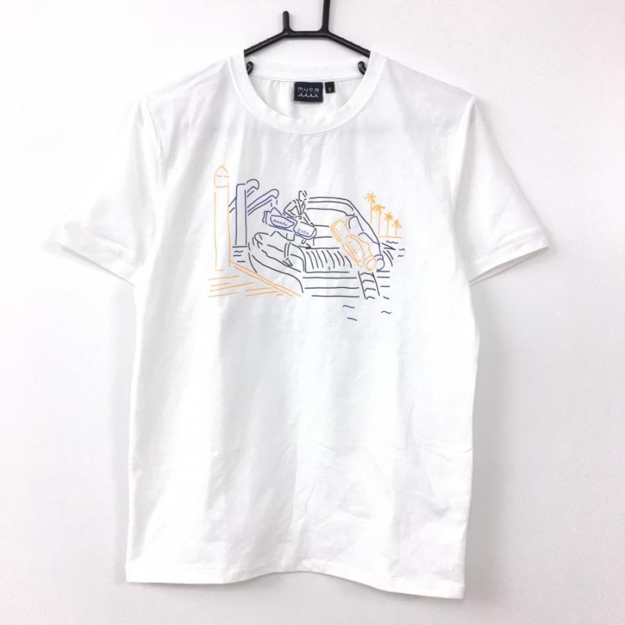 ムータマリン Tシャツ 白×オレンジ コットン混 メンズ 5 ゴルフウェア 