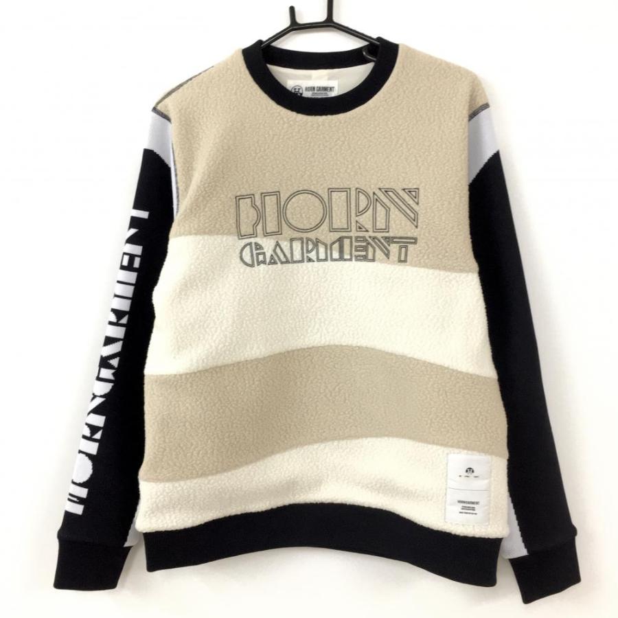 ホーンガーメント ボア切替トレーナー ベージュ×黒 裏地付 マーク ...