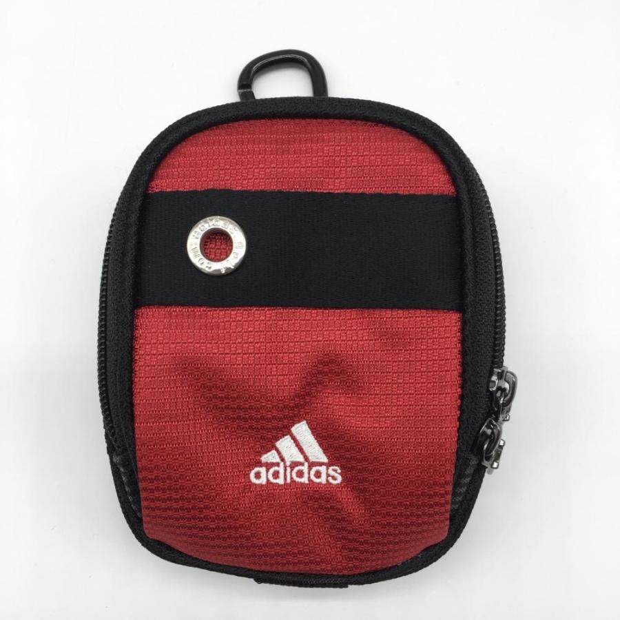 adidas アディダス 小物入れ レッド×黒 内側ポケット カラビナ付き 
